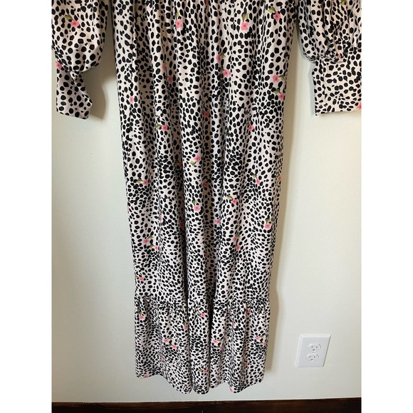 Smith & Quinn Leopard Floral Print Marigold Ruffle Long Sleeve Midi Dress Small - Picture 6 of 10